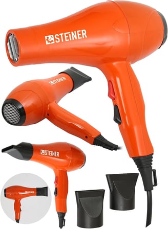 Steiner Alman 3800 W Profesyonel Saç Kurutma Makinesi Fön Makinesi Ac Motor Ms-9001 Turuncu + 2 Adet