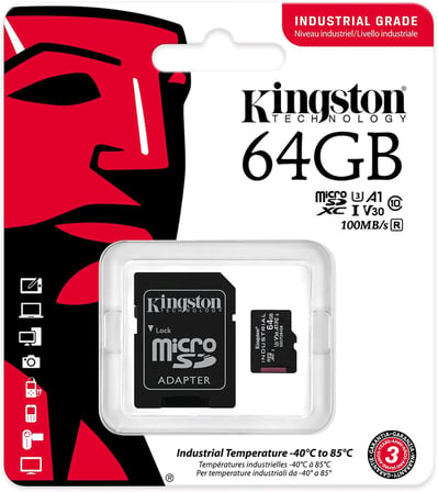Kingston Endüstriyel Microsd - 64 Gb Microsdxc Endüstriyel C10 A1 Pslc Kartı + Sd Adaptör - Sdcit2/6