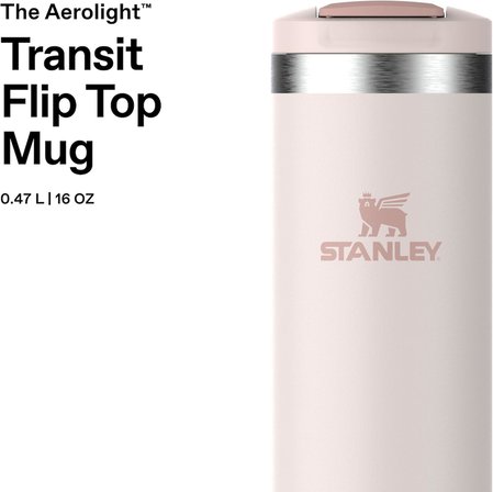 Stanley The Transit Fliptop Mug Termos 0.47 Litre - Pembe Kuvars (Rose Quartz) | Paslanmaz Çelik