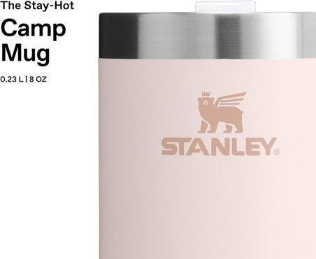 Stanley Classic Legendary Camp Mug Paslanmaz Çelik Termos Bardak, Pembe Kuvars (Rose Quartz), 0.23 L