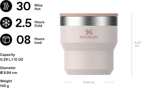 Stanley Stay-Hot Termos Bardak 0.29 Litre - Pembe Kuvars (Rose Quartz) | Paslanmaz Çelik