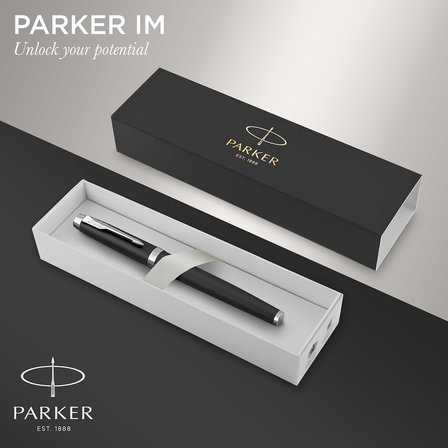 Parker Im Tükenmez Kalem, Mat Siyah Krom Süs Parçaları, Siyah Mürekkepli İnce Uç, Hediye Kutusu