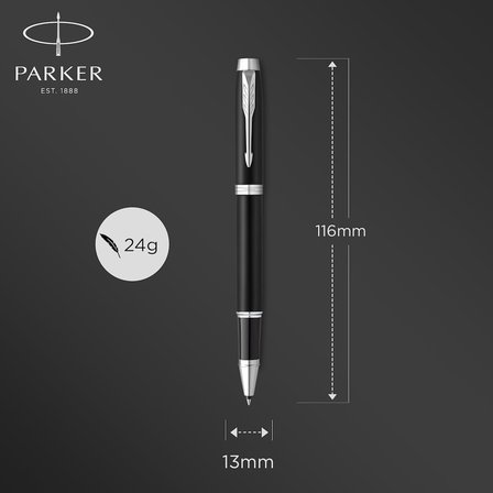 Parker Im Tükenmez Kalem, Mat Siyah Krom Süs Parçaları, Siyah Mürekkepli İnce Uç, Hediye Kutusu