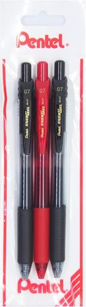 Pentel Energel 0.7 Mm Likit Roller Kalem 2Xsiyah/1Xkırmızı 3'Lü Set