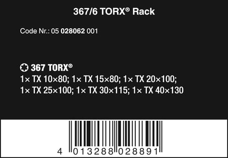 Wera 367/6 Tornavida Seti Kraftform Plus Torx + Raf, 6 Parça, 05028062001