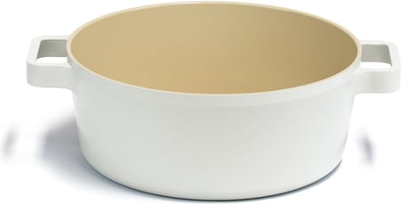 Neoflam Fika Seramik Kaplama Cam Kapaklı Alüminyum Döküm Tencere, 24 Cm, Bej