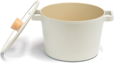 Neoflam Fika Cam Kapaklı Alüminyum Döküm Tencere Ve Tava Seti, 7 Parça, Bej