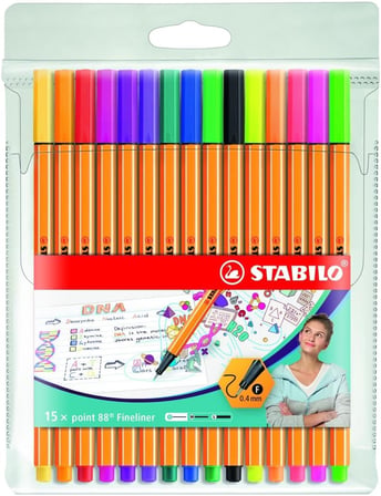 Stabilo Point 88 10 + 5 Floresan Renk Askılı Paket