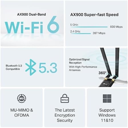 Tp-Link Archer Tx10E | Ax900 Wi-Fi 6 Bluetooth 5.3 Pcie Adaptör | 887 Mbps Çift Bant Hız | Mu-Mimo &