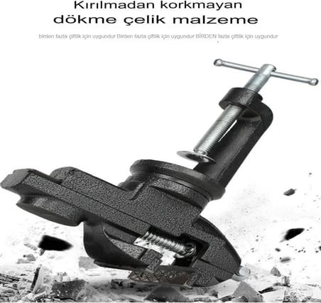 Steiner 60Mm Dövme Çelik 360 Derece Döerli Sabit Masa Tezgah Mengenesi 5 Yıl Garanti Alaşımlı Dövme 
