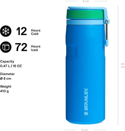Stanley The Iceflow™ Twist & Flip Termos Su Şişesi 0.47 Litre - Mavi (Azure) | Paslanmaz Çelik