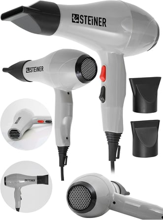 Steiner 3800 Watt Profesyonel Saç Kurutma Makinesi Fön Makinesi Ac Motor Gri+ 2 Adet Başlık