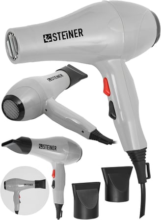 Steiner 3800 Watt Profesyonel Saç Kurutma Makinesi Fön Makinesi Ac Motor Gri+ 2 Adet Başlık