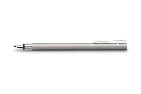 Faber-Castell 342100 - Dolma Kalem Neo Slim Paslanmaz Çelik, Uç Genişliği M, Gümüş Mat | İnce Paslan