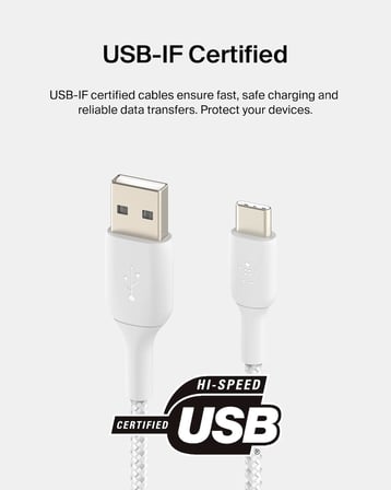 Belkin Örgülü Usb-C Kablosu (Boost Charge Usb- C-Usb Kablosu, Note10, S10, Pixel 4, Ipad Pro, Ninten