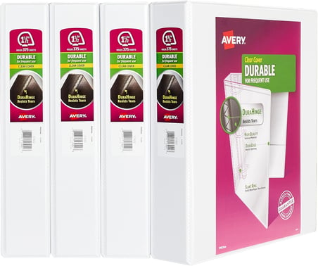 Avery Şeffaf Dosya 4'Lü Paket 1.5" Beyaz