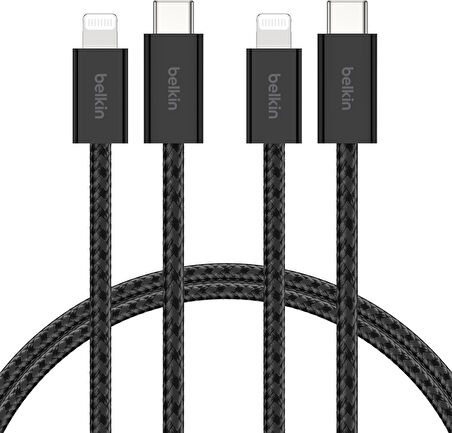 Belkin 2'Li Örgülü Usb-C - Lightning Kablo, 1,5 M, Iphone 14 Ve Önceki Modeller, 9. Nesil Ipad Ve Ai