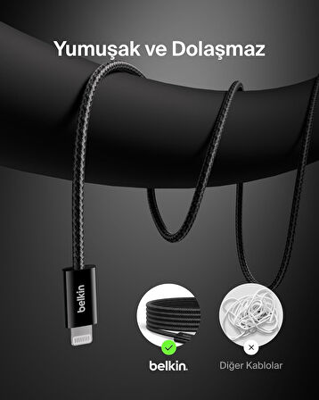 Belkin 2'Li Örgülü Usb-C - Lightning Kablo, 1,5 M, Iphone 14 Ve Önceki Modeller, 9. Nesil Ipad Ve Ai