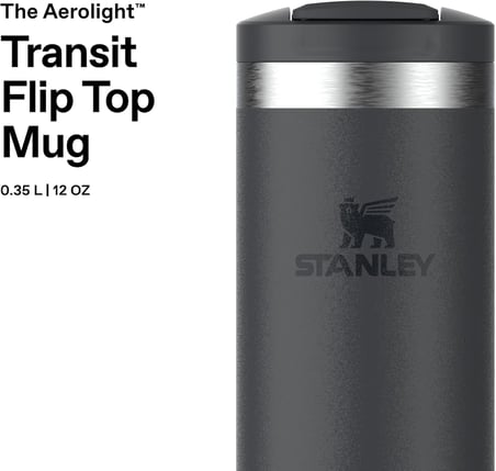 Stanley The Transit Fliptop Mug Termos 0.35 Litre - Siyah 2.0 | Paslanmaz Çelik