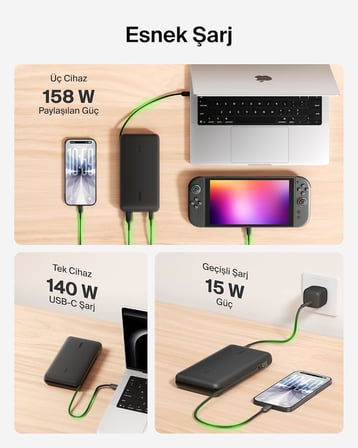 Belkin Ultracharge Pro 25000 Mah Dizüstü Power Bank Hızlı Şarj, Siyah | 25K Kapasite, 1 X Usb-C Bağl
