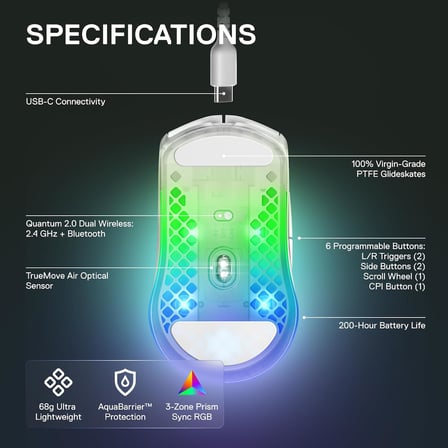 Steelseries Aerox 3 Wireless Ghost Edition Gaming Mouse