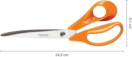 Fiskars Evrensel Makas, Uzunluk: 25 Cm, Paslanmaz Çelik Bıçak/Plastik Saplar, Turuncu, Klasik, S94, 