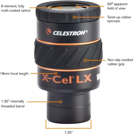 Celestron 93425 X-Cel Lx Serisi - 1.25'' Mercek, 18 Mm