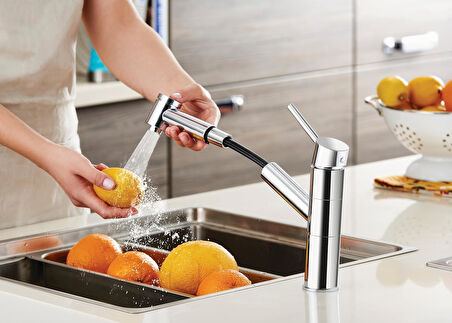 Artema Harmony Xl A42147 Pull-Out Eviye Bataryası, 8 Litre/Dk Akış Hızı, Uzayabilen El Duşu, Krom