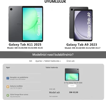 Covpor Standlı Askılı Karakterli Kedi Çocuk Kılıfı - Siyah Samsung Galaxy Tab A11 / A9 8.7 Inç Ile U