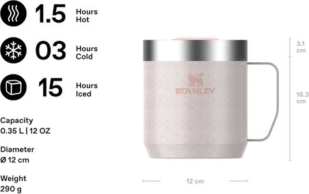 Stanley Classic Legendary Termos Bardak 0.35 Litre - Hammertone Rose Quartz | Paslanmaz Çelik