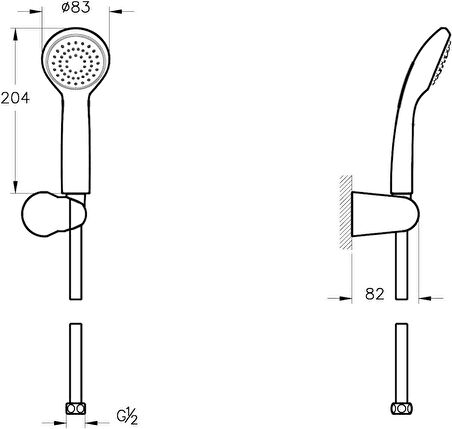 Vitra Solo C 1F A45675 El Duşu Takımı, Krom