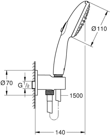 Grohe Tempesta 110 Su Çıkış Dirsekli El Duşu Seti 2 Akışlı Rain,Jet - 26921003