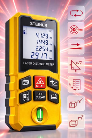 Steiner Profesyonel 12 Köşe Yeşil Çizgi Lazer Otomatik Hizalama Çantalı + 50Mt Lazer Metre + Tripod