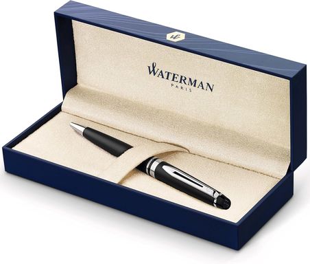 Waterman Expert Mat Siyah Krom Tasarımlı Tükenmez Kalem, Orta Kalınlıkta Uç, Mavi Mürekkep (S0951900
