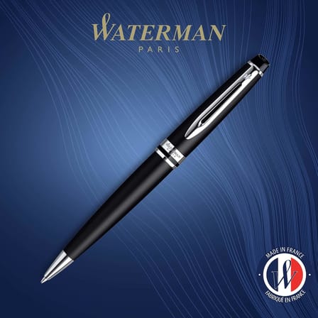 Waterman Expert Mat Siyah Krom Tasarımlı Tükenmez Kalem, Orta Kalınlıkta Uç, Mavi Mürekkep (S0951900