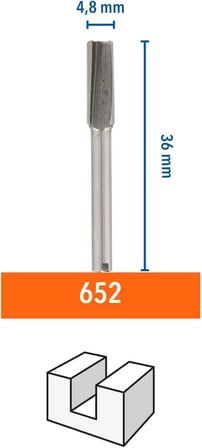 Dremel 652 Ahşap Kanal Açma Freze Ucu, 4,8 Mm