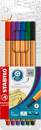 Stabilo Point 88 - İnce Keçe Uçlu Kalem - 6'Lı Paket - Çeşitli Renkler | 6'Lı Paket - Çeşitli Renkle