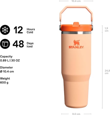 Stanley Iceflow Flip Straw Tumbler Pipetli Termos Su Şişesi 0.89 Litre - Orange Sherbet | Paslanmaz 