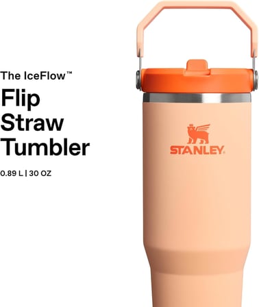 Stanley Iceflow Flip Straw Tumbler Pipetli Termos Su Şişesi 0.89 Litre - Orange Sherbet | Paslanmaz 