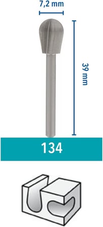 Dremel 134 Oval Uçlu Yüksek Devirli Kesici, 7,2 Mm, 2'Li