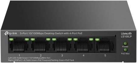 Tp-Link Ls105Lp | 5-Port 10/100Mbps Poe Switch | 4-Port Poe, 41W Güç Bütçesi, 250M İletim | Tak Ve Ç