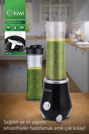 Kiwi Ksb-2214 Standlı Sporcu Blender - Kişisel Smoothie Blender 500 Ml Bardaklı