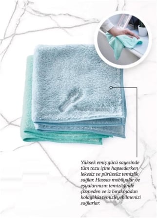 Tupperware Mikrofiber Toz Bezi 2'Li Temizlik Bezi Mavi-Mint