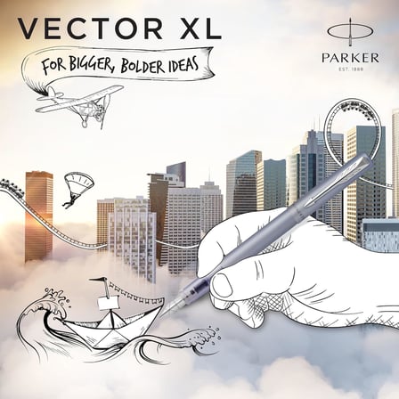 Parker Vector Xl Mat Dolma Kalem, Gümüş-Mavi, M, Mavi