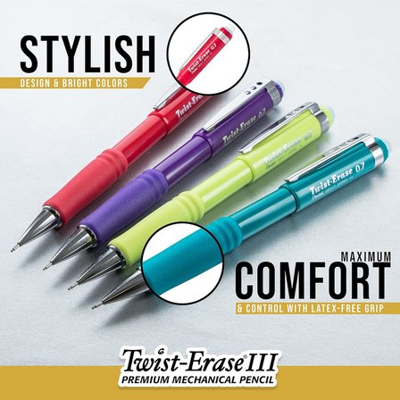 Pentel Twist-Erase Iii Kurşun Ve Silgi Yedekleri Ile Mekanik Kurşun Kalem (Qe515Lebp)