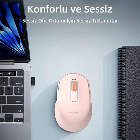 Philips Spk7448 Kablosuz Bluetooth 1600Dpi 4 Tuşlu Optik Sessiz Mouse Pembe