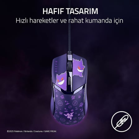 Razer Cobra Gengar Edition - Hafif Kablolu Oyun Faresi - 8500 Dpi Sensör - 58 G - 3. Nesil Optik Far