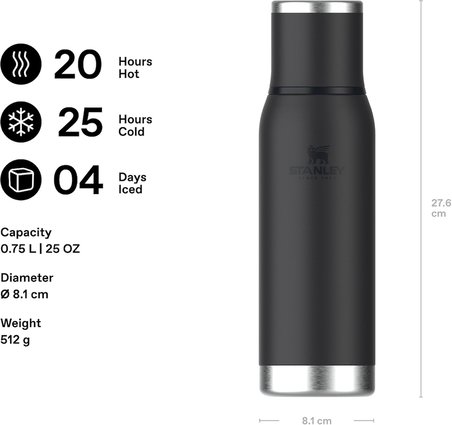 Stanley Adventure To-Go Termos 0.75 Litre - Siyah 2.0 | Paslanmaz Çelik