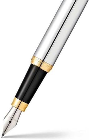 Sheaffer Vfm 9422 Parlak Krom Dolma Kalem, Altın Kaplama Süslemeli - Orta