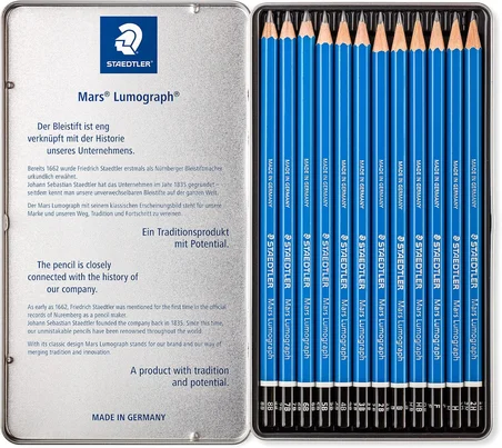 staedtler mars lumograph 100 g12 s kurşun kalem, altıgen, 12 sertlik derecesi, yüksek kalite, almany